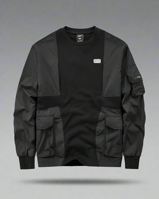 Versatile Patchwork Tech Pullover - stylish sweater - Stylish Patchwork Tech Pullover for Urban Lifestyle - Main view