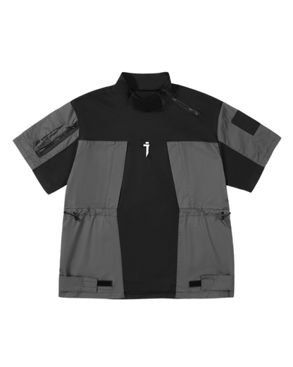 Versatile Patchwork Tech Tee -  cyberpunk - Functional Techwear Cargo T-shirt for Everyday Use - View 6