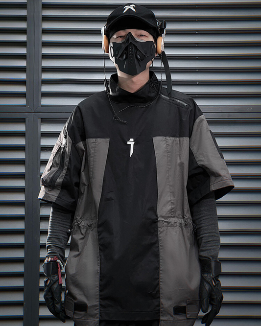 Versatile Patchwork Tech Tee - tech tee - Functional Techwear Cargo T-shirt for Everyday Use - Main view