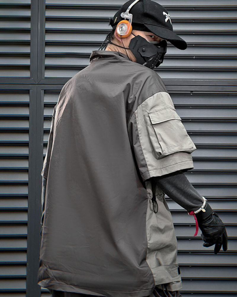 Versatile Patchwork Tech Tee - techwear t-shirt - Functional Techwear Cargo T-shirt for Everyday Use - View 2