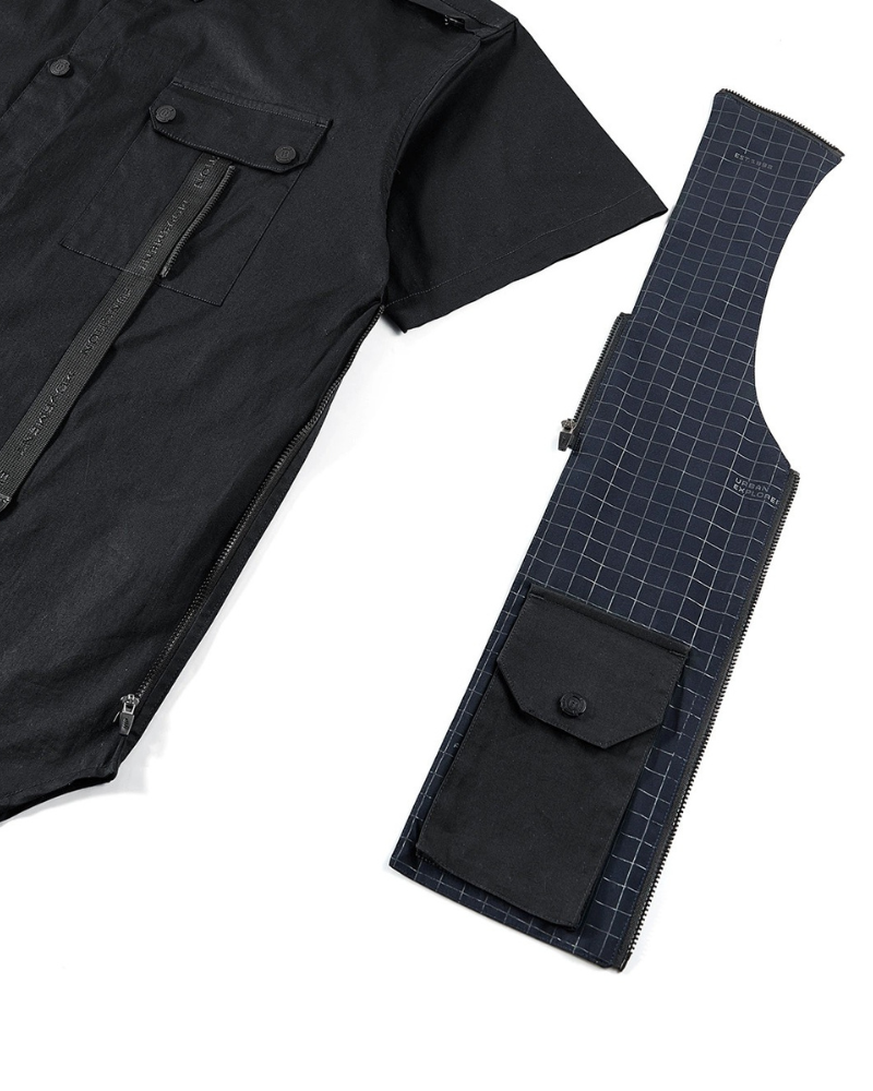 Versatile Patchwork Techwear Shirt -  stylish layering options - Futuristic Patchwork Techwear Shirt for Urban Style - View 6