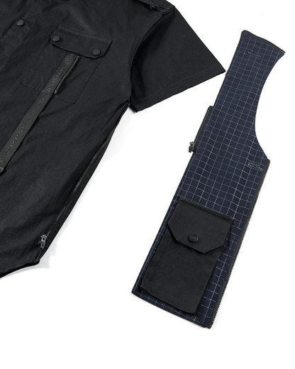 Versatile Patchwork Techwear Shirt -  stylish layering options - Futuristic Patchwork Techwear Shirt for Urban Style - View 6