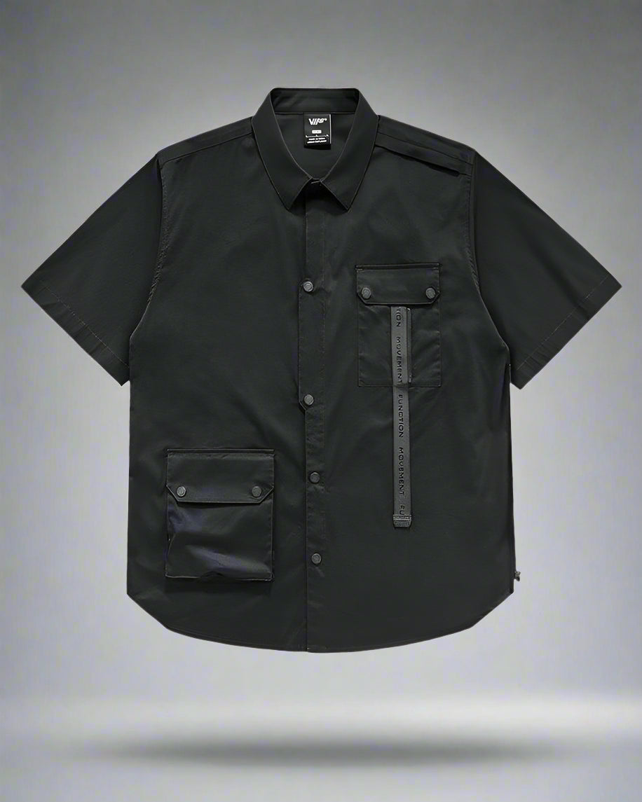 Versatile Patchwork Techwear Shirt - techwear shirt - Futuristic Patchwork Techwear Shirt for Urban Style - View 2