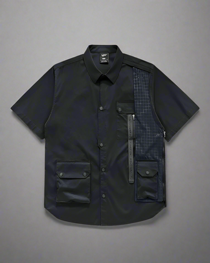 Versatile Patchwork Techwear Shirt - futuristic urban style - Futuristic Patchwork Techwear Shirt for Urban Style - Main view