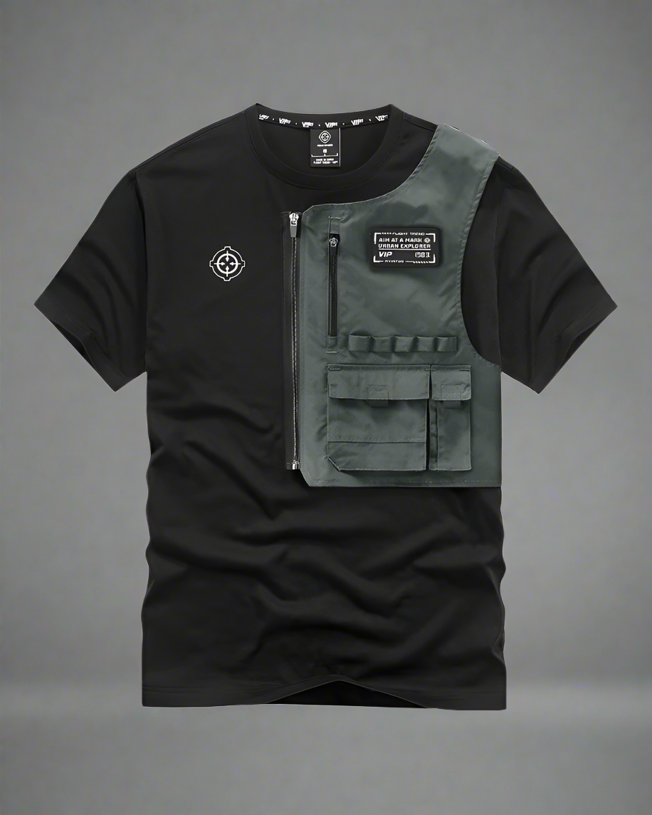 Versatile Pocket Tech T-Shirt - BEST SELLERS - Versatile Black Tactical T-Shirt with Pockets - Main view