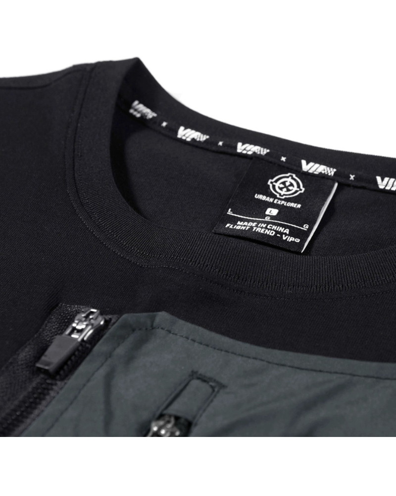 Versatile Pocket Tech T-Shirt -  comfortable fabric - Versatile Black Tactical T-Shirt with Pockets - View 4
