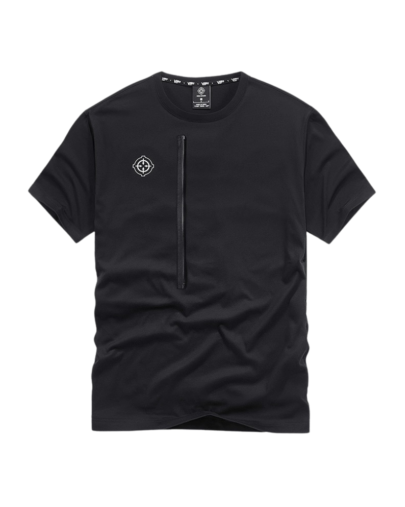 Versatile Pocket Tech T-Shirt - military-inspired design - Versatile Black Tactical T-Shirt with Pockets - View 2