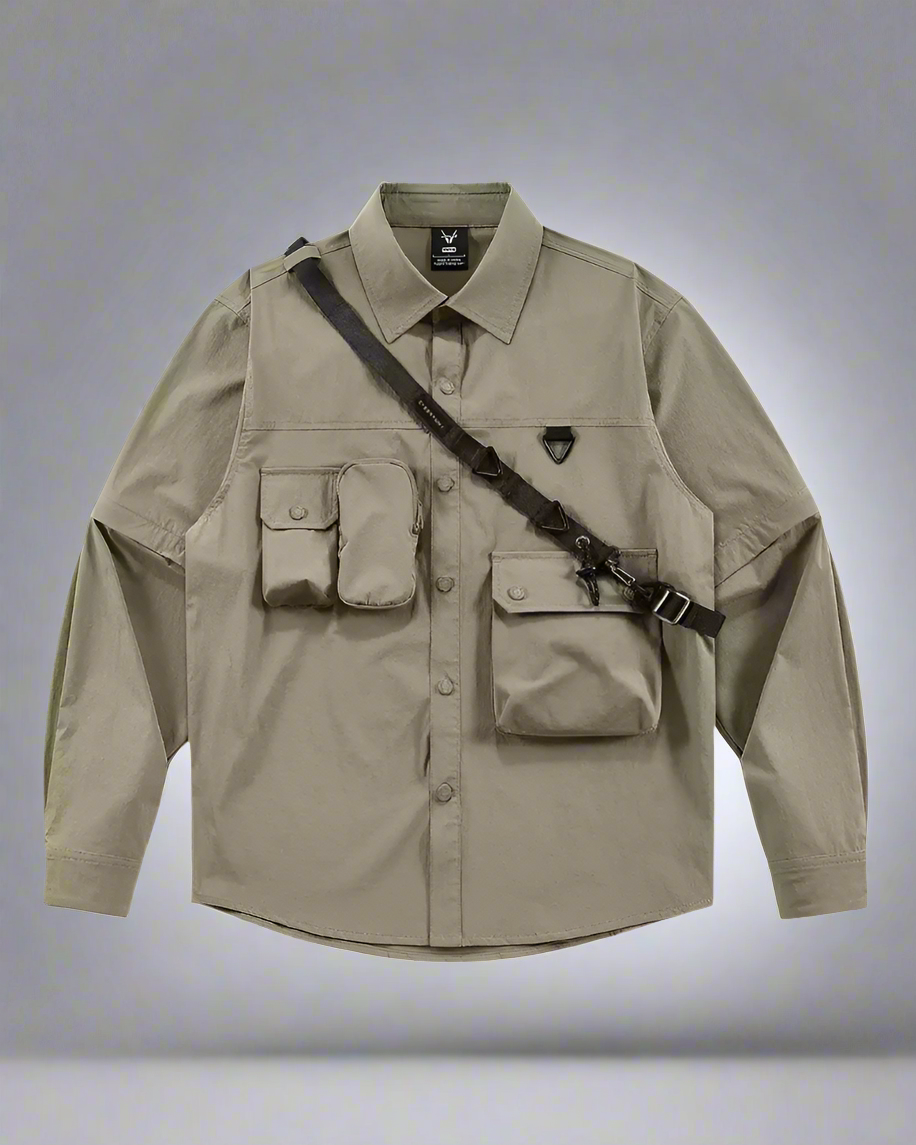 Versatile Pocketed Lanyard Shirt -  customizable lanyard shirt - Versatile Pocketed Lanyard Shirt with Detachable Sleeves - View 3