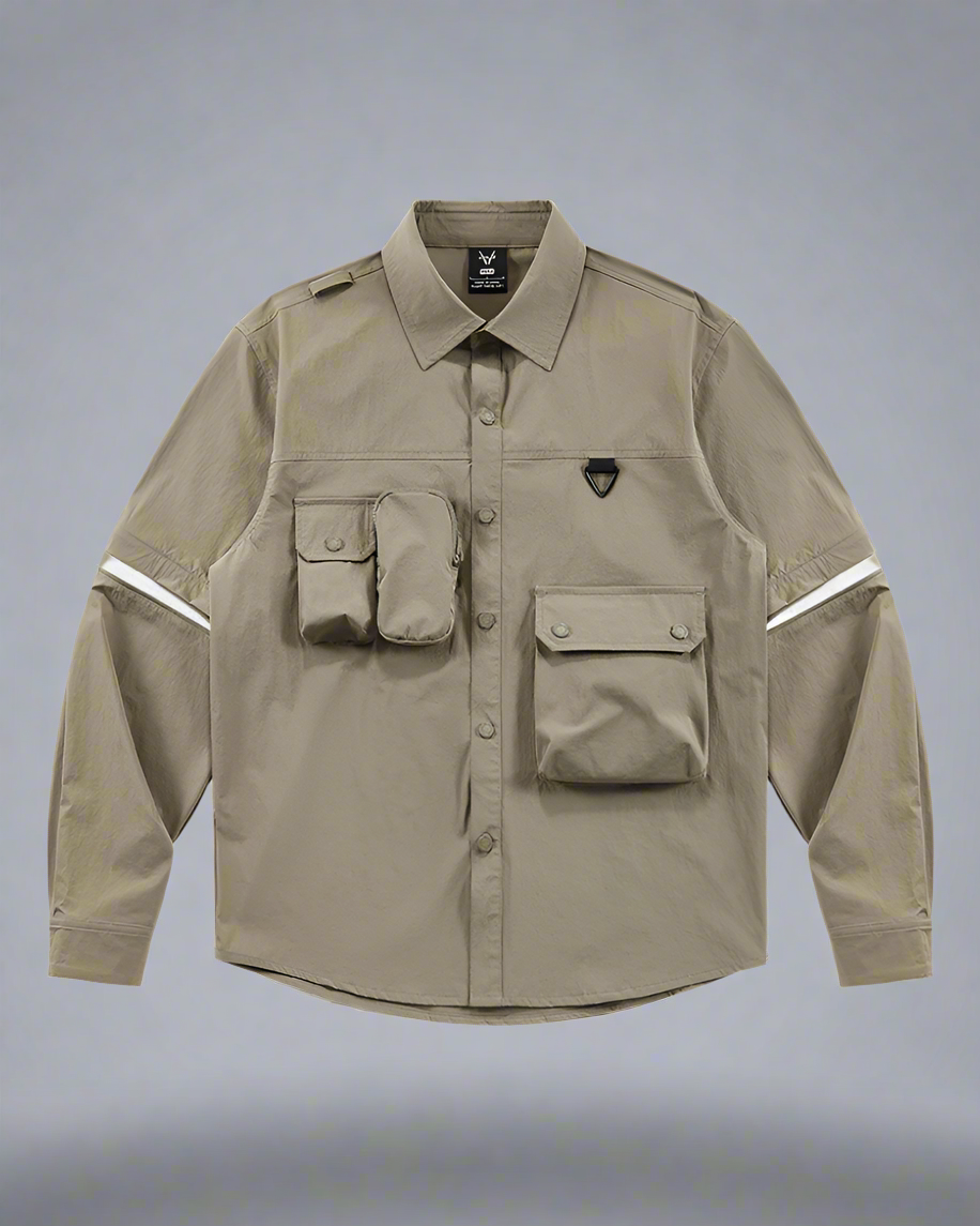Versatile Pocketed Lanyard Shirt -  detachable sleeves - Versatile Pocketed Lanyard Shirt with Detachable Sleeves - View 4
