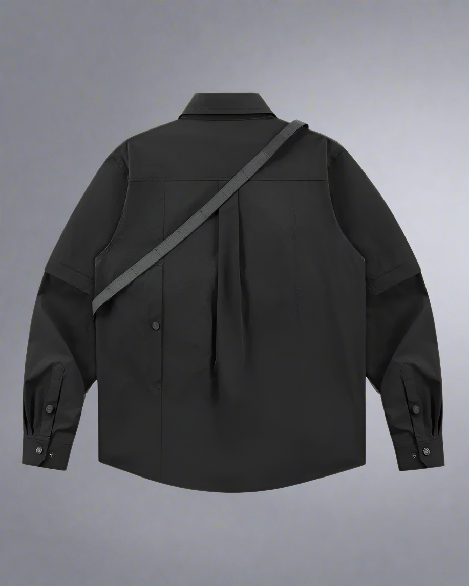 Versatile Pocketed Lanyard Shirt - multi-pocket shirt - Versatile Pocketed Lanyard Shirt with Detachable Sleeves - View 2