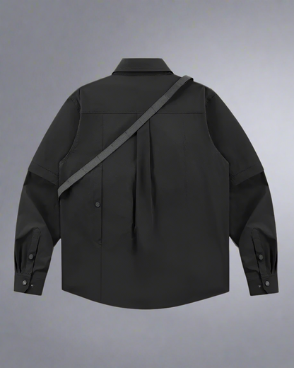 Versatile Pocketed Lanyard Shirt - multi-pocket shirt - Versatile Pocketed Lanyard Shirt with Detachable Sleeves - View 2