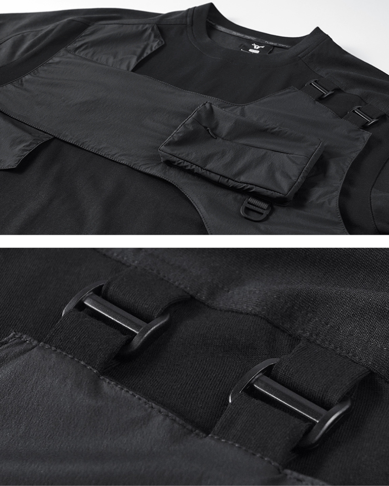 Versatile Pocketed Tech T-Shirt -  black t-shirt - Versatile Pocketed Tech T-Shirt for Everyday Comfort - View 3