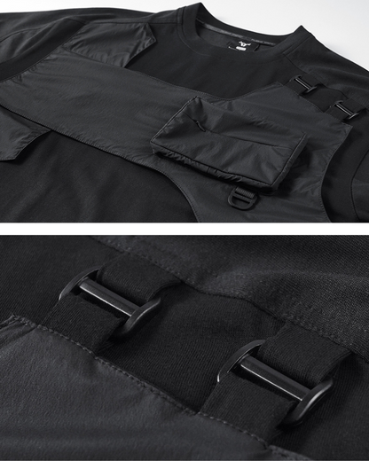 Versatile Pocketed Tech T-Shirt -  black t-shirt - Versatile Pocketed Tech T-Shirt for Everyday Comfort - View 3