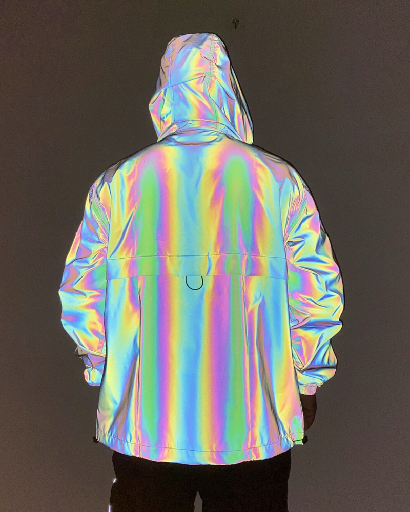 Versatile Reflective Hooded Jacket -  cyberpunk - Reflective Hooded Jacket for Modern Urban Fashion - View 3