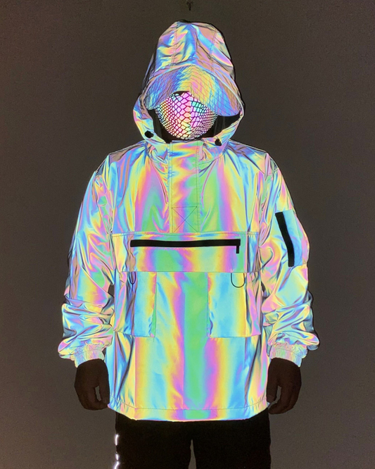 Versatile Reflective Hooded Jacket - reflective jacket - Reflective Hooded Jacket for Modern Urban Fashion - Main view