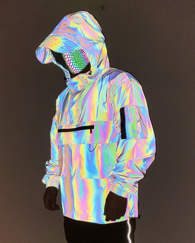 Versatile Reflective Hooded Jacket -  versatile streetwear - Reflective Hooded Jacket for Modern Urban Fashion - View 8