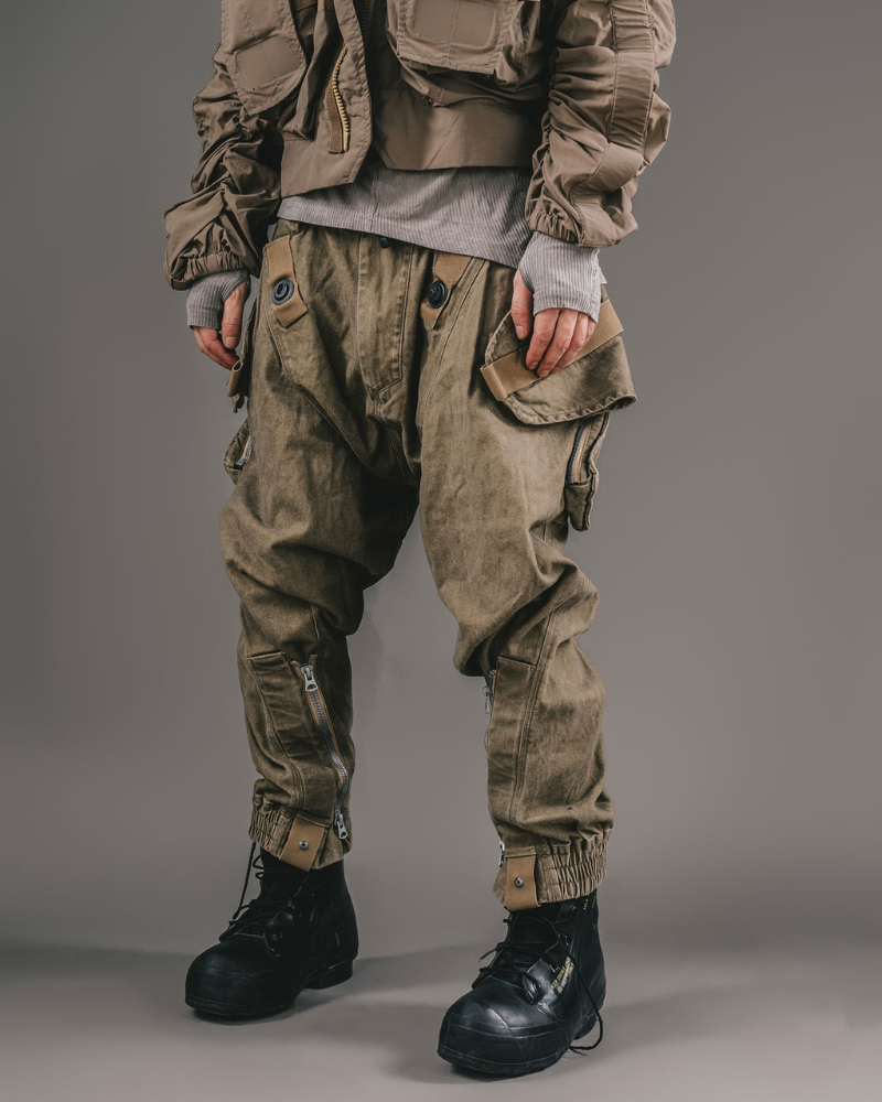 Versatile Retro Multi-Way Pants - cargo pants - Versatile Retro Multi-Way Cargo Pants in Khaki - Main view