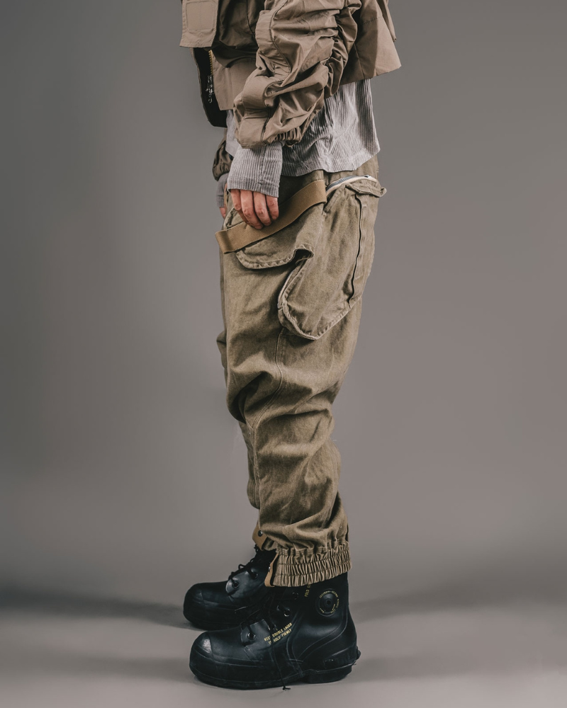 Versatile Retro Multi-Way Pants -  multi-functional pants - Versatile Retro Multi-Way Cargo Pants in Khaki - View 4