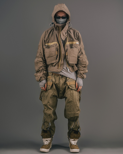 Versatile Retro Multi-Way Pants -  multi-way - Versatile Retro Multi-Way Cargo Pants in Khaki - View 5