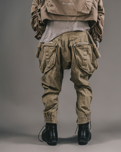 Versatile Retro Multi-Way Pants - techwear cargo joggers - Versatile Retro Multi-Way Cargo Pants in Khaki - View 2
