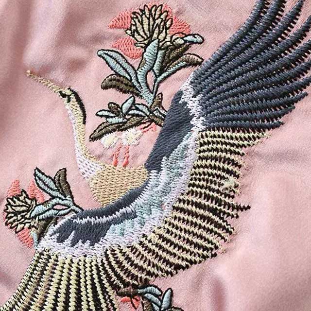 Versatile Reversible Bomber Jacket -  reversible jacket - Reversible Bomber Jacket with Crane Embroidery - View 4