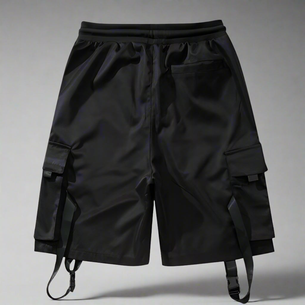 Versatile Ribbon Utility Shorts - Summer Techwear - Comfortable Ribbon Utility Shorts for Summer Adventures - View 2