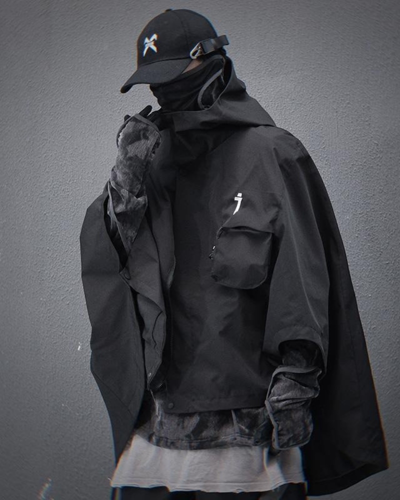 Versatile Tech-Inspired Cape Jacket - cape jacket - Tech-Inspired Cape Jacket for Modern Streetwear - View 2