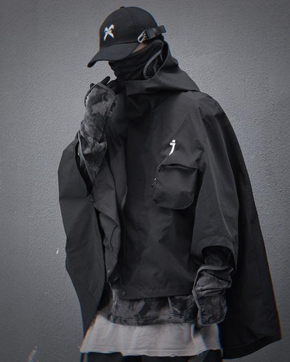 Versatile Tech-Inspired Cape Jacket - cape jacket - Tech-Inspired Cape Jacket for Modern Streetwear - View 2