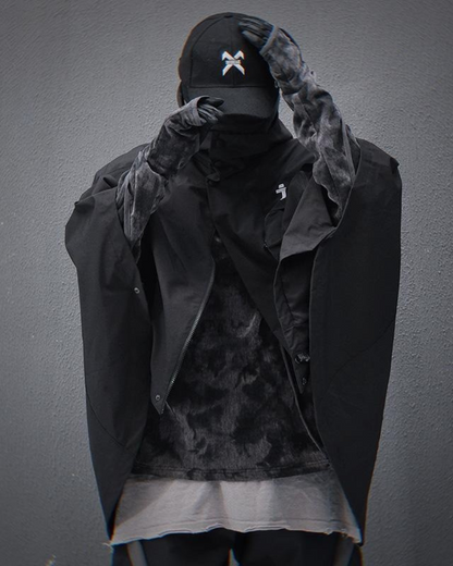 Versatile Tech-Inspired Cape Jacket -  comfortable stylish outerwear - Tech-Inspired Cape Jacket for Modern Streetwear - View 4