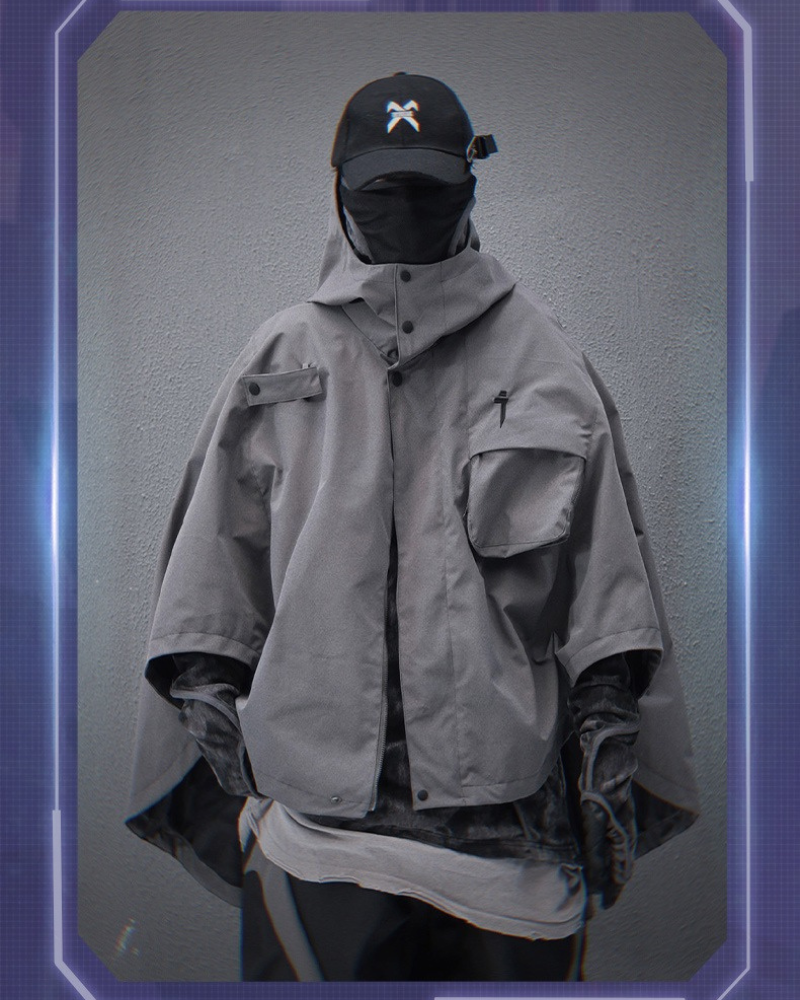Versatile Tech-Inspired Cape Jacket -  durable fashion - Tech-Inspired Cape Jacket for Modern Streetwear - View 5