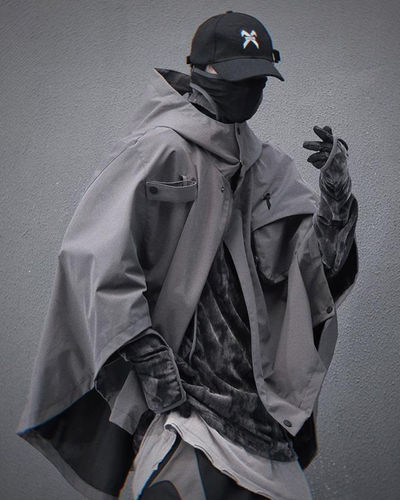 Versatile Tech-Inspired Cape Jacket - functional techwear jacket - Tech-Inspired Cape Jacket for Modern Streetwear - View 3