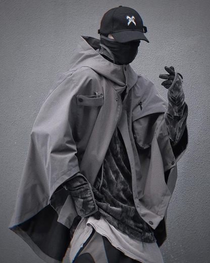 Versatile Tech-Inspired Cape Jacket - functional techwear jacket - Tech-Inspired Cape Jacket for Modern Streetwear - View 3