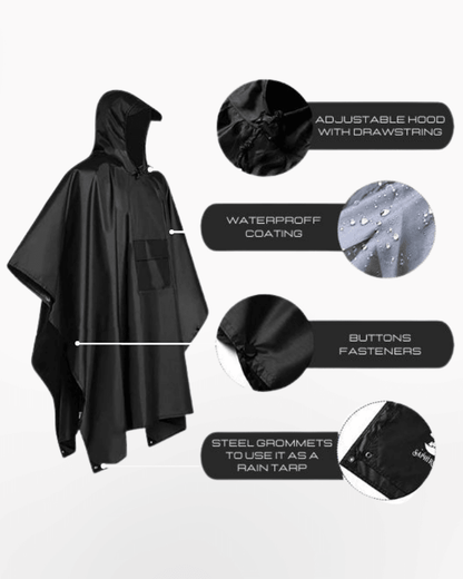 Versatile Tech Rain Poncho -  outdoor gear - Durable Water-Resistant Tech Rain Poncho for Outdoors - View 5