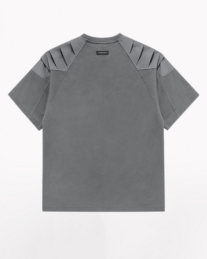 Versatile Techwear Patchwork Tee -  comfortable polyester t-shirt - Functional Techwear Patchwork T-shirt in Black and Gray - View 3