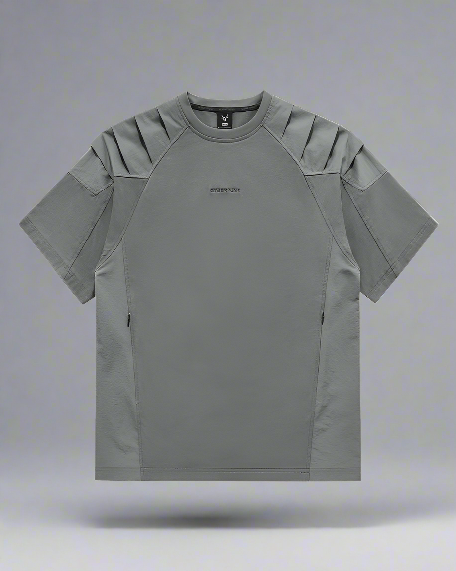 Versatile Techwear Patchwork Tee - techwear - Functional Techwear Patchwork T-shirt in Black and Gray - Main view