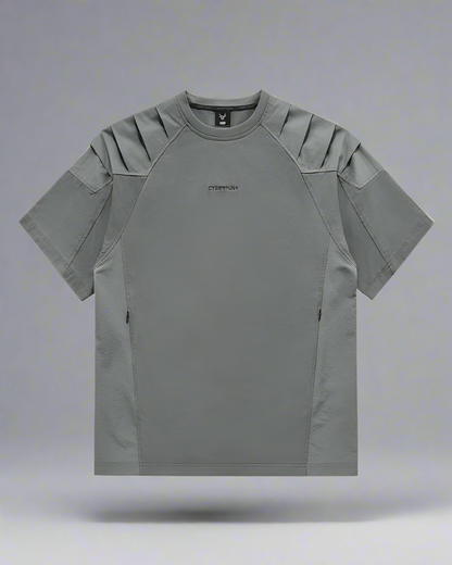 Versatile Techwear Patchwork Tee - techwear - Functional Techwear Patchwork T-shirt in Black and Gray - Main view