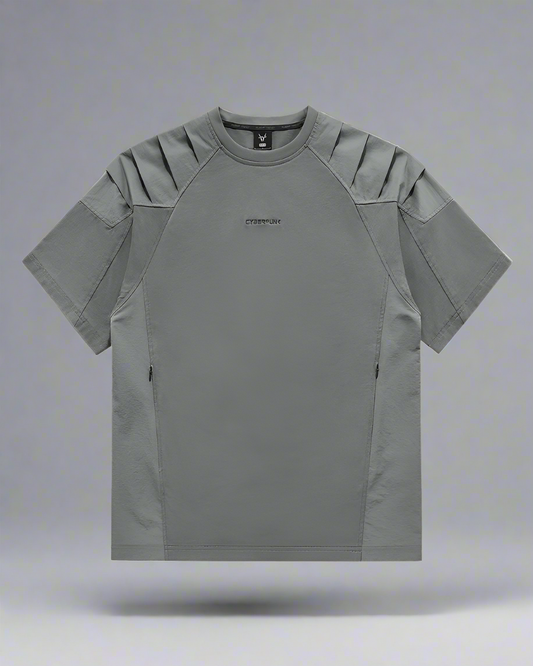 Versatile Techwear Patchwork Tee - techwear - Functional Techwear Patchwork T-shirt in Black and Gray - Main view