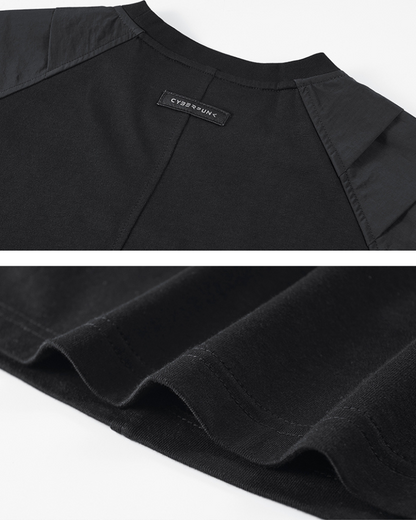 Versatile Techwear Patchwork Tee - techwear - Functional Techwear Patchwork T-shirt in Black and Gray - View 8