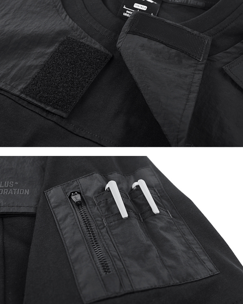 Versatile Techwear Pocket Tee -  comfortable streetwear - Comfortable Black Techwear Pocket Tee for Everyday Use - View 4