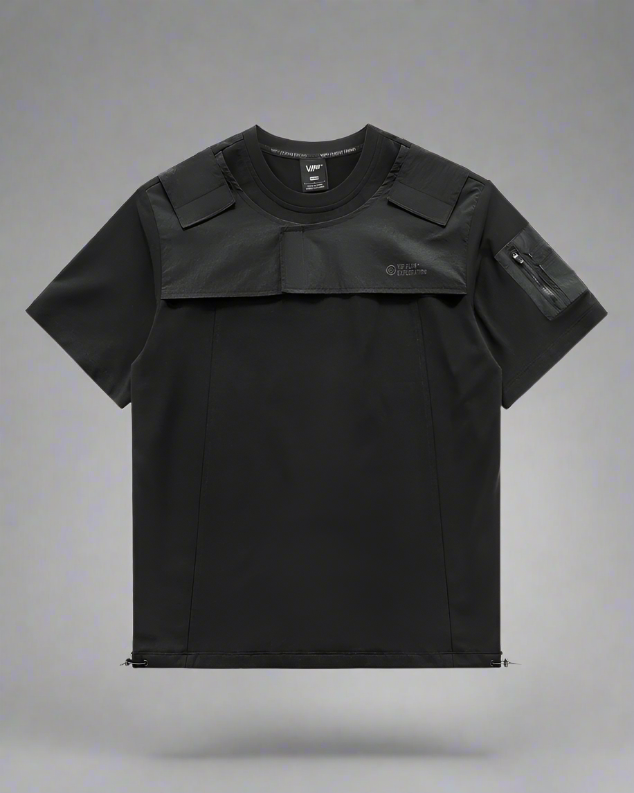 Versatile Techwear Pocket Tee - techwear - Comfortable Black Techwear Pocket Tee for Everyday Use - Main view