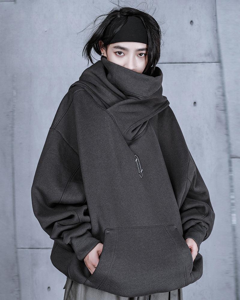 Versatile Turtleneck Scarf Hoodie - techwear hoodie - Stylish Versatile Turtleneck Scarf Hoodie for Everyday Wear - View 2