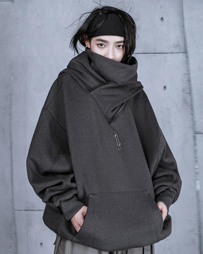 Versatile Turtleneck Scarf Hoodie - techwear hoodie - Stylish Versatile Turtleneck Scarf Hoodie for Everyday Wear - View 2