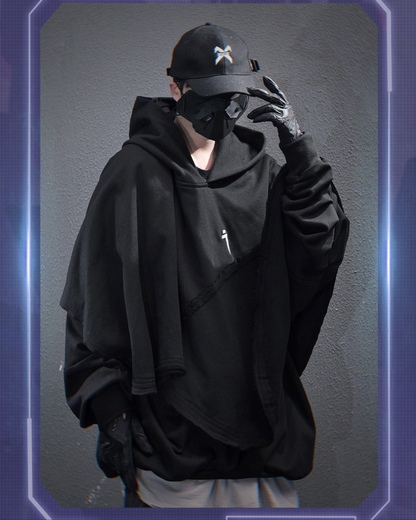 Versatile Unisex Cape Hoodie -  futuristic hoodie - Innovative Unisex Cape Hoodie for Stylish Comfort - View 5