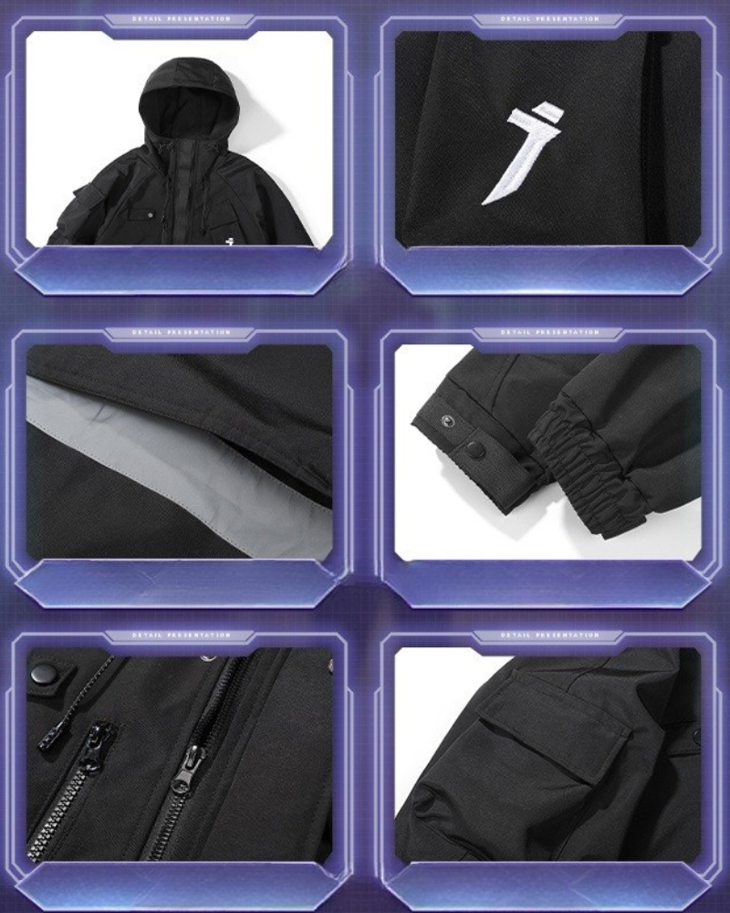 Versatile Unisex Hooded Jacket -  casual wear - Functional Unisex Hooded Jacket with Multi-Pockets - View 14