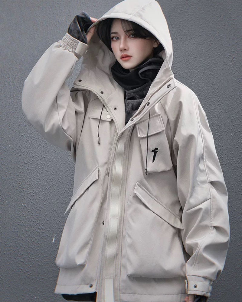 Versatile Unisex Hooded Jacket - comfortable polyester jacket - Functional Unisex Hooded Jacket with Multi-Pockets - Main view