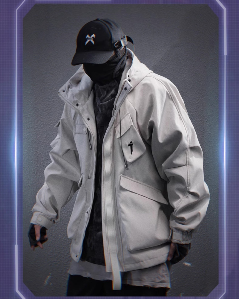 Versatile Unisex Hooded Jacket -  hooded jacket - Functional Unisex Hooded Jacket with Multi-Pockets - View 6