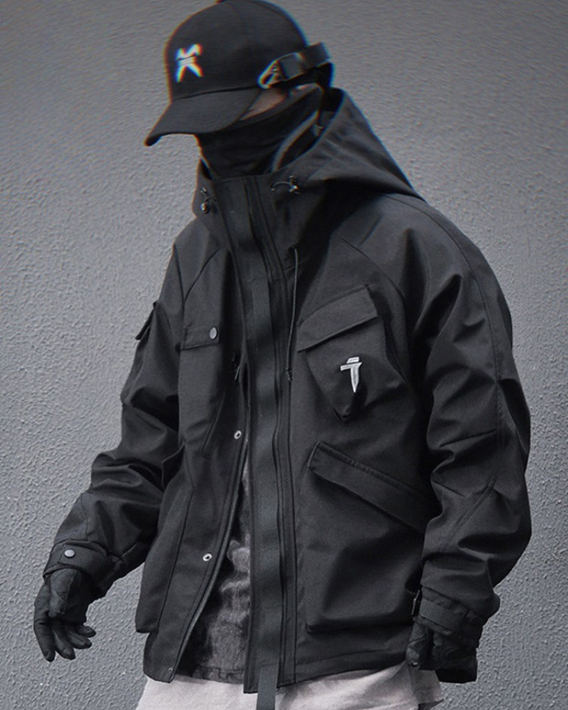 Versatile Unisex Hooded Jacket - unisex jacket - Functional Unisex Hooded Jacket with Multi-Pockets - View 3