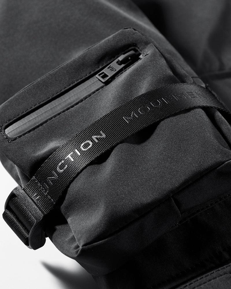 Versatile Winter Cargo Jacket -  black jacket - Futuristic Winter Cargo Jacket with Chest Pockets - View 4