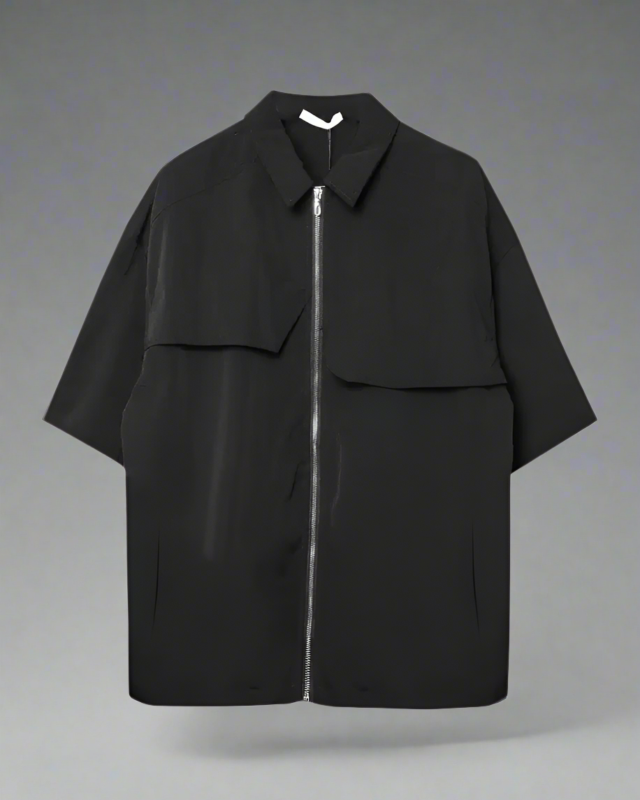 Versatile Zip-Up Short Sleeve Shirt -  modern shirt - Stylish Zip-Up Short Sleeve Shirt for Everyday Wear - View 5
