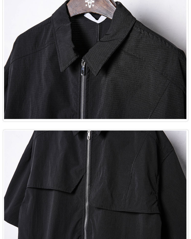 Versatile Zip-Up Short Sleeve Shirt -  short sleeve - Stylish Zip-Up Short Sleeve Shirt for Everyday Wear - View 6